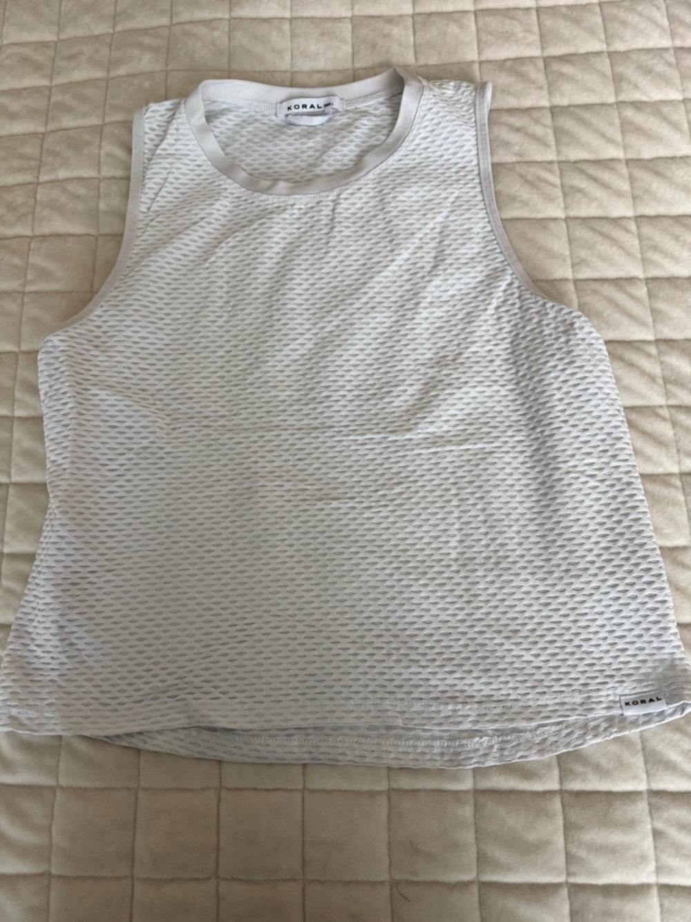 Koral White Mesh Sleeveless Tank Top